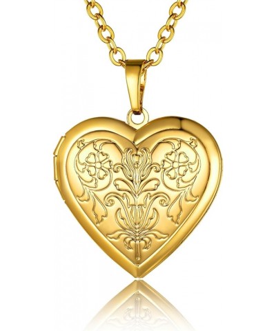 Heart Locket Necklace for Women, 18K Gold Plated/Platinum Plated/Rose Gold Flower/Tree of Life Memorial Photo Locket Necklace...