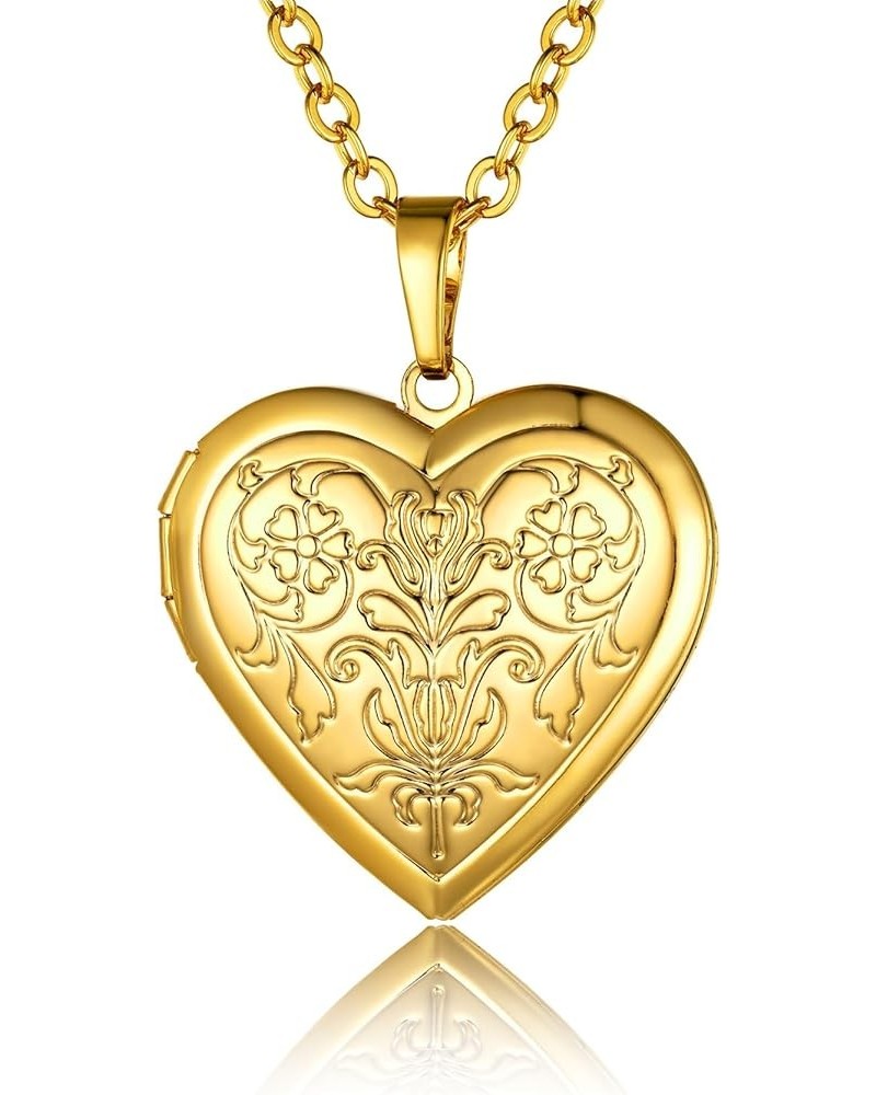 Heart Locket Necklace for Women, 18K Gold Plated/Platinum Plated/Rose Gold Flower/Tree of Life Memorial Photo Locket Necklace...