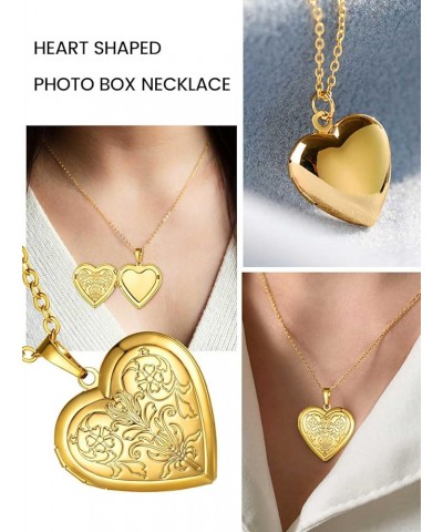 Heart Locket Necklace for Women, 18K Gold Plated/Platinum Plated/Rose Gold Flower/Tree of Life Memorial Photo Locket Necklace...