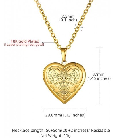 Heart Locket Necklace for Women, 18K Gold Plated/Platinum Plated/Rose Gold Flower/Tree of Life Memorial Photo Locket Necklace...