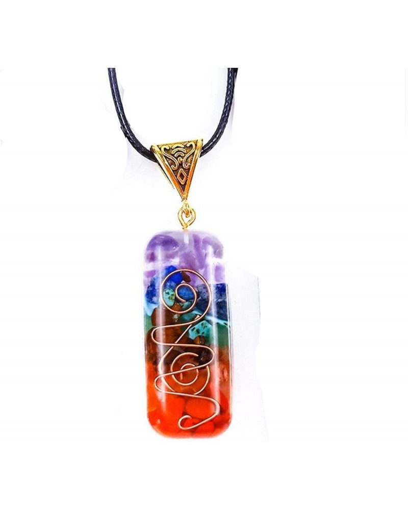 1-2 Pcs Rainbow Orgone 7 Chakra Natural Stone Pendant Necklace Fashion Energy Gemstone Healing Relax Rhinestone Choker Black ...