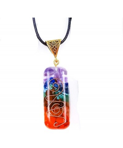 1-2 Pcs Rainbow Orgone 7 Chakra Natural Stone Pendant Necklace Fashion Energy Gemstone Healing Relax Rhinestone Choker Black ...