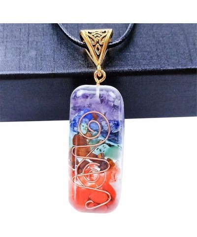 1-2 Pcs Rainbow Orgone 7 Chakra Natural Stone Pendant Necklace Fashion Energy Gemstone Healing Relax Rhinestone Choker Black ...