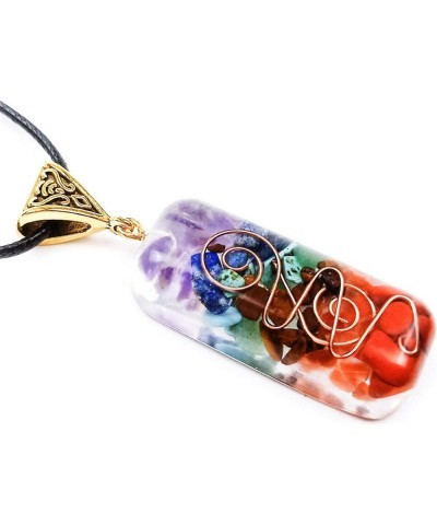 1-2 Pcs Rainbow Orgone 7 Chakra Natural Stone Pendant Necklace Fashion Energy Gemstone Healing Relax Rhinestone Choker Black ...