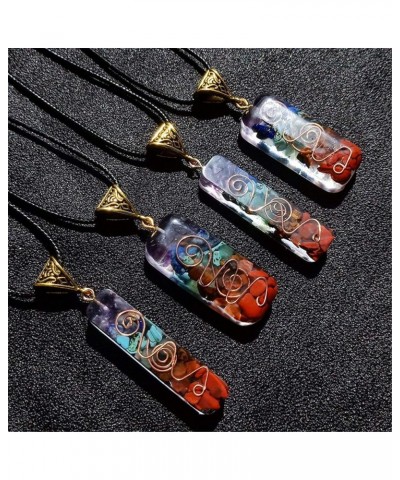 1-2 Pcs Rainbow Orgone 7 Chakra Natural Stone Pendant Necklace Fashion Energy Gemstone Healing Relax Rhinestone Choker Black ...