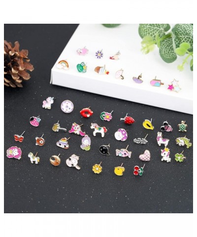 100 Pairs Colorful Cute Stud Earrings for Girls Hypoallergenic Earrings Stainless Steel Earrings for Girls and Women Delicate...