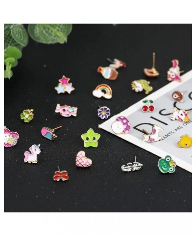 100 Pairs Colorful Cute Stud Earrings for Girls Hypoallergenic Earrings Stainless Steel Earrings for Girls and Women Delicate...