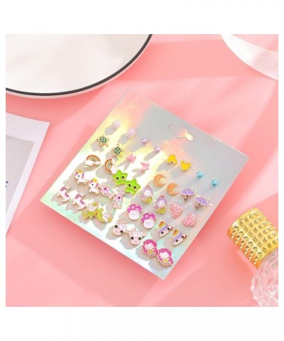 100 Pairs Colorful Cute Stud Earrings for Girls Hypoallergenic Earrings Stainless Steel Earrings for Girls and Women Delicate...