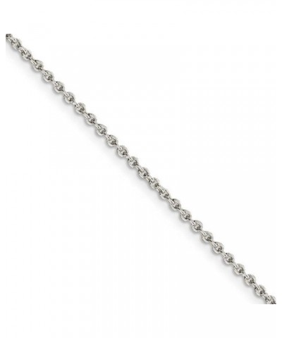 2mm Rhodium Plated Sterling Silver Solid Cable Chain Necklace 24.0 Inches $33.91 Necklaces