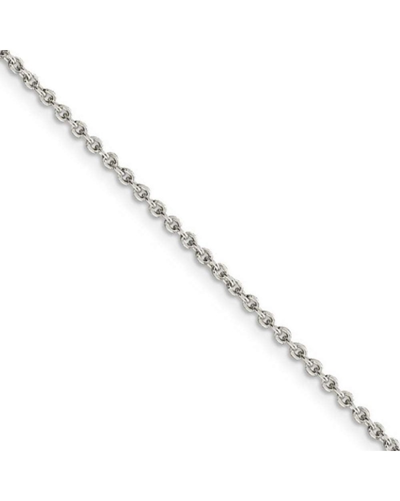 2mm Rhodium Plated Sterling Silver Solid Cable Chain Necklace 24.0 Inches $33.91 Necklaces