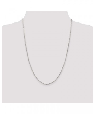 2mm Rhodium Plated Sterling Silver Solid Cable Chain Necklace 24.0 Inches $33.91 Necklaces