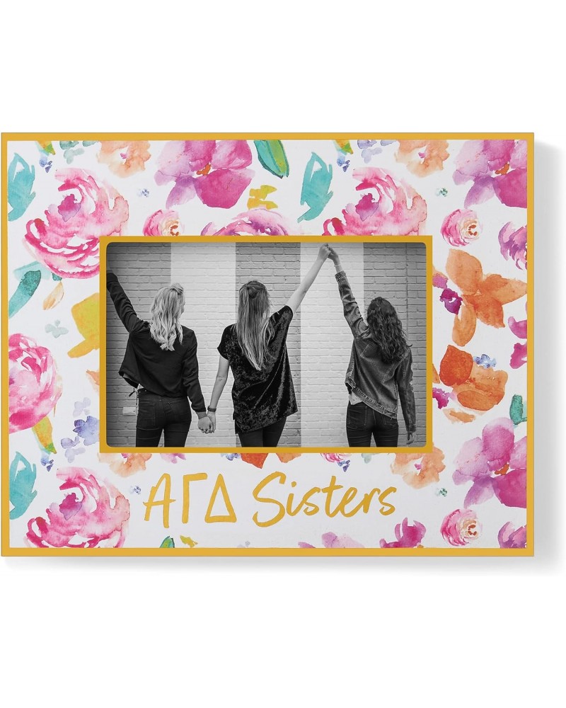 Alpha Gamma Delta Sister Picture Frames with Cute Floral Design, for 4" x 6" Pictures, AGD Sorority Gifts, Big Little Sororit...