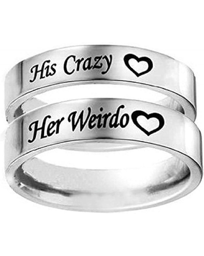 His Crazy/Her Weirdo Heart Ring Stainless Steel Engagement Wedding Band for Women Men Couple Her Weirdo, Size 9 $8.99 Sets