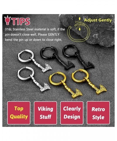 Viking Thors Hammer/Axe/Spear Head Earrings for Women Men Stainless Steel/18K Gold Plated Drop Earring Jewelry Gift Packaging...