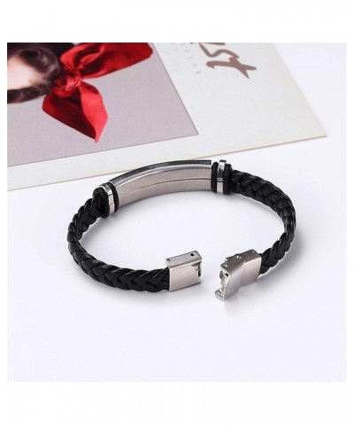 Medical Bracelets for Adults Teens,Adjustable Braided Leather Wristband Emergency Identification Cuff Bracelets Health Alert ...