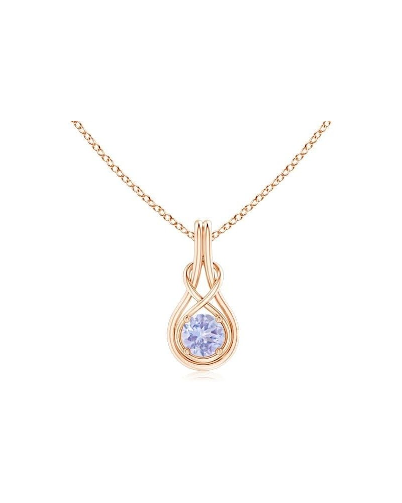 Natural Tanzanite Solitaire Infinity Pendant Necklace for Women, Girls in 14K Solid Gold/Platinum | December Birthstone | Jew...