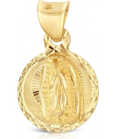 14K Yellow Gold Diamond Cut Our Lady of Guadalupe Stamp Charm Pendant with 0.9mm Singapore Chain Necklace 20.0 Inches $55.38 ...