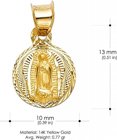 14K Yellow Gold Diamond Cut Our Lady of Guadalupe Stamp Charm Pendant with 0.9mm Singapore Chain Necklace 20.0 Inches $55.38 ...