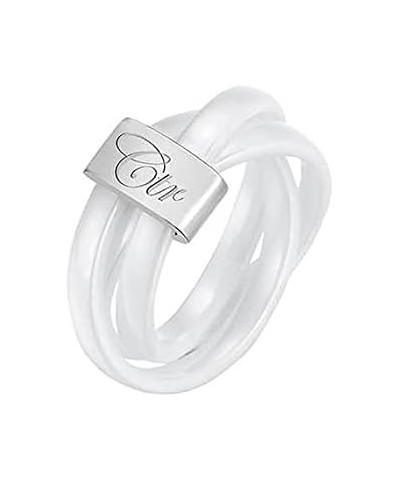 J160 Size 5-10 Avanti 3 Pc White Ceramic Ring Mormon LDS CTR $13.76 Rings