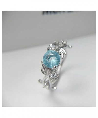 925 Sterling Silver Fashion Zircon Hand Jewelry Princess Engagement Ring Sapphire Natural Aquamarine CZ Square Crystal Zircon...