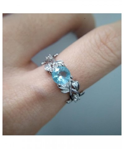 925 Sterling Silver Fashion Zircon Hand Jewelry Princess Engagement Ring Sapphire Natural Aquamarine CZ Square Crystal Zircon...