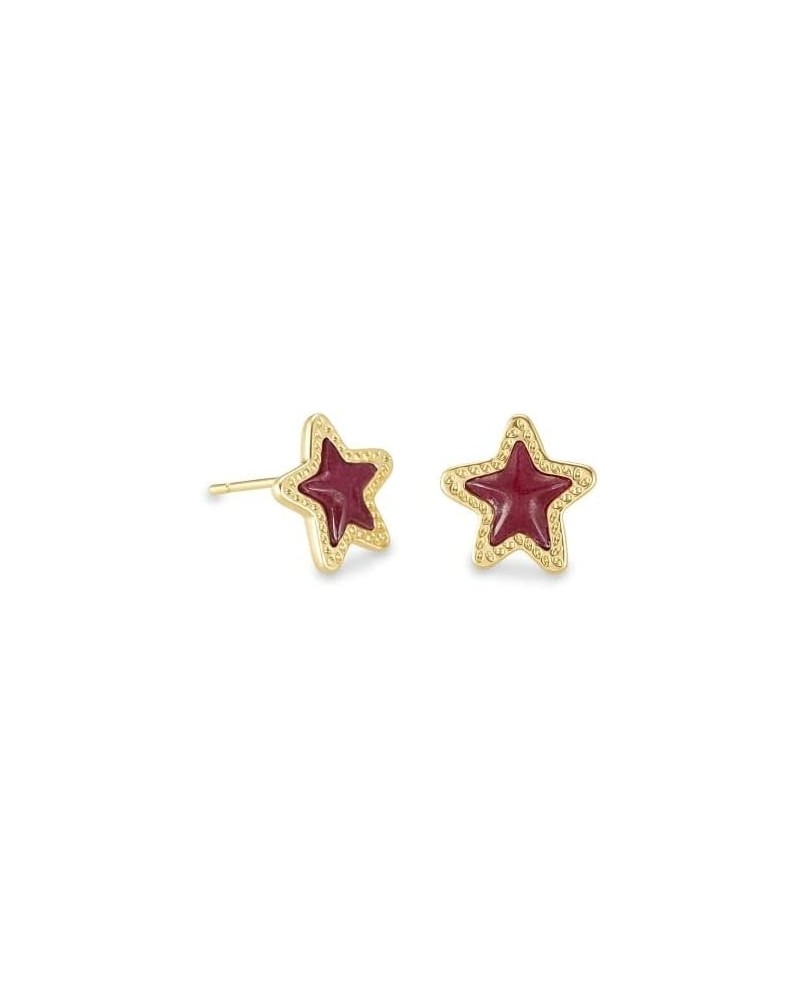 Jae Star Stud Earrings, Fashion Jewelry for Women GOLD - MAROON JADE $21.00 Earrings