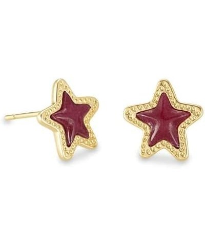 Jae Star Stud Earrings, Fashion Jewelry for Women GOLD - MAROON JADE $21.00 Earrings