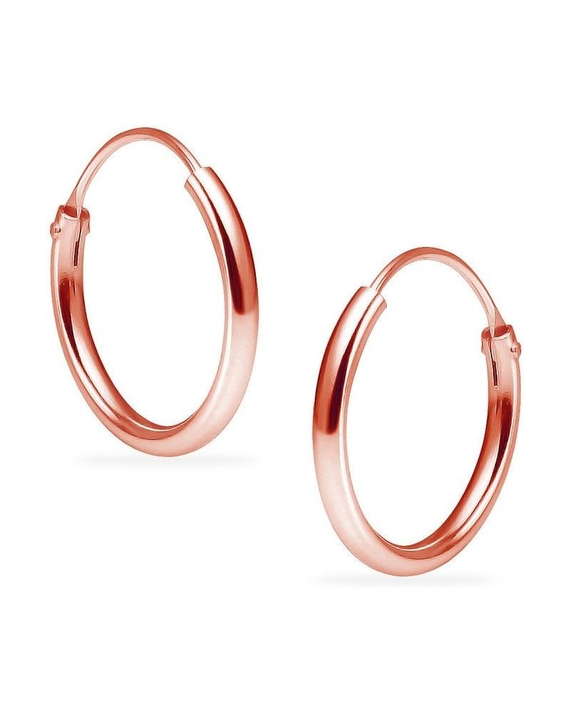 Sterling Silver Endless Hoops 1.2mm x 8mm Thin Round Unisex Earrings Set for Women & Girls Choose Your Color 14mm $7.66 Earrings