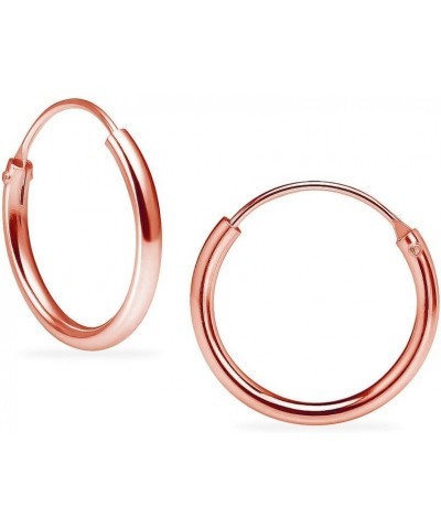 Sterling Silver Endless Hoops 1.2mm x 8mm Thin Round Unisex Earrings Set for Women & Girls Choose Your Color 14mm $7.66 Earrings