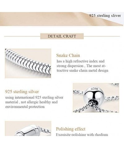 Authentic Adjustable Clip On/Off European Charm Bracelets 925 Sterling Silver 3mm Snake Chain Fits Pandora Beads Pendants & M...