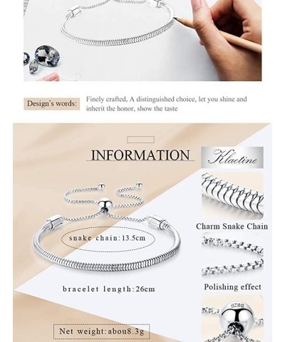 Authentic Adjustable Clip On/Off European Charm Bracelets 925 Sterling Silver 3mm Snake Chain Fits Pandora Beads Pendants & M...