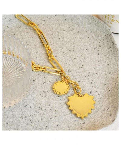 Chunky Gold Necklace for Women, Heart Pendants Necklace Sun Flower Necklace Fashion Hip Hop Choker Gift Heart $19.13 Necklaces