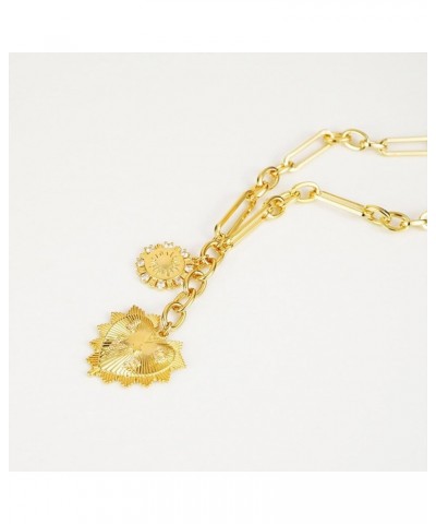 Chunky Gold Necklace for Women, Heart Pendants Necklace Sun Flower Necklace Fashion Hip Hop Choker Gift Heart $19.13 Necklaces