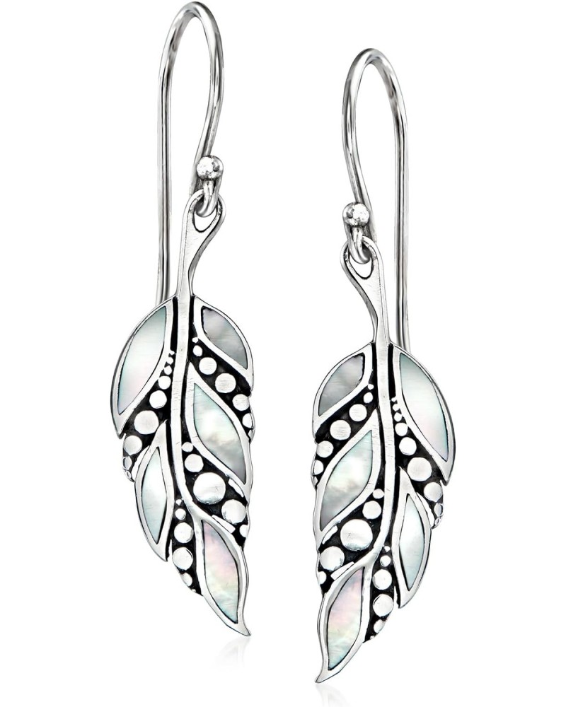 Mother-Of-Pearl Bali-Style Leaf Drop Earrings in Sterling Silver $34.08 Earrings