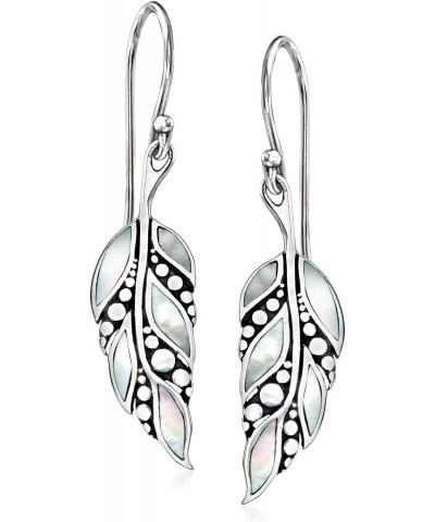 Mother-Of-Pearl Bali-Style Leaf Drop Earrings in Sterling Silver $34.08 Earrings