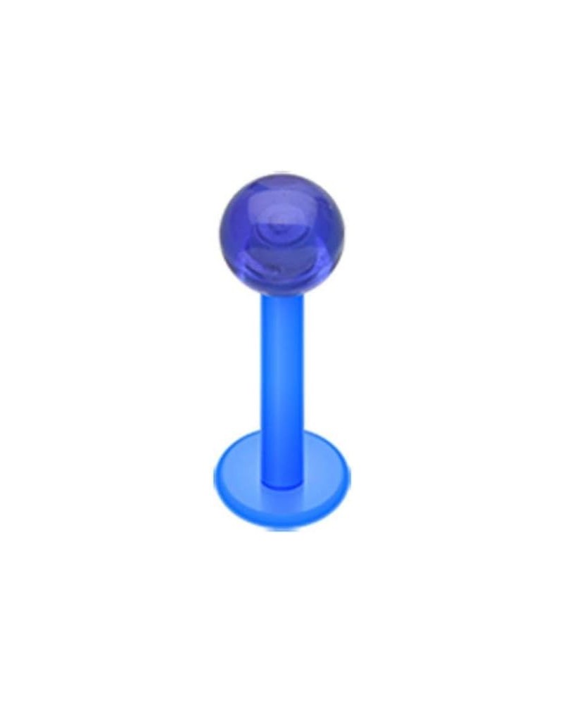 Basic UV Acrylic Flexible Shaft Labret 16 GA, Length: 10mm, Ball: 3mm, Blue $8.31 Body Jewelry