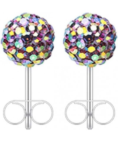 Multi-Sprinkle Dot Multi Gem Aurora Ball Ear Stud Earrings Purple/Aurora Borealis, Ball Size: 6mm $10.19 Earrings