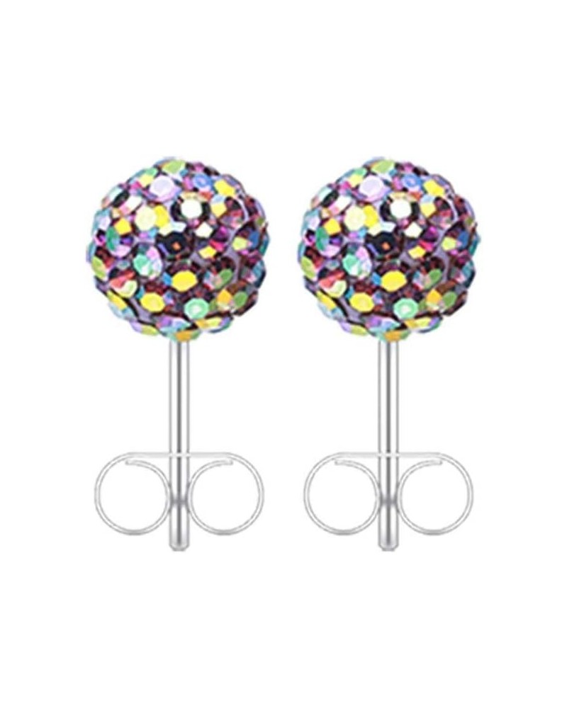 Multi-Sprinkle Dot Multi Gem Aurora Ball Ear Stud Earrings Purple/Aurora Borealis, Ball Size: 6mm $10.19 Earrings