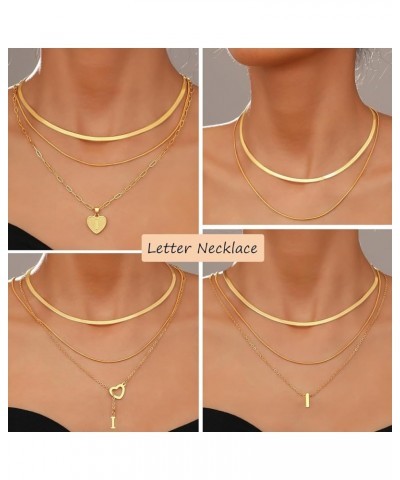 Gold Initial Necklaces for Women Girls, 3 Pcs 14K Gold Plated Letter Heart Pendant Necklaces, Dainty Gold Letter Necklace Set...