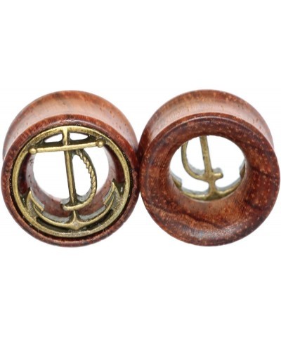 2 Pairs Alien Skull,Anchor Wood Flesh Tunnels Double Flare Ear Stretcher Plugs Gauge 8-20mm 14mm(9/16") $9.46 Body Jewelry