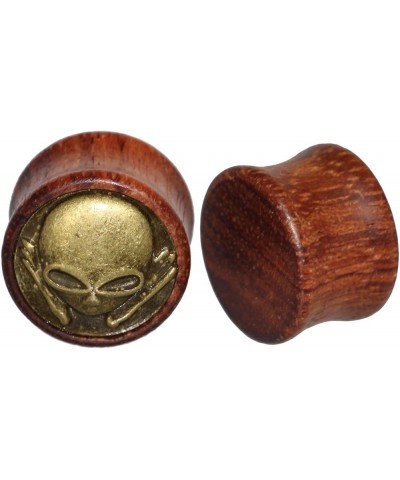 2 Pairs Alien Skull,Anchor Wood Flesh Tunnels Double Flare Ear Stretcher Plugs Gauge 8-20mm 14mm(9/16") $9.46 Body Jewelry