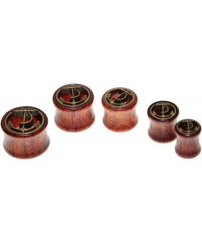 2 Pairs Alien Skull,Anchor Wood Flesh Tunnels Double Flare Ear Stretcher Plugs Gauge 8-20mm 14mm(9/16") $9.46 Body Jewelry