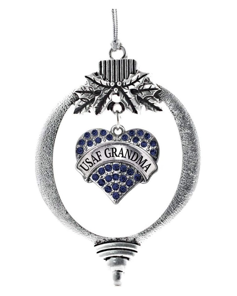 Navy Mom Charm Ornament - Silver Pave Heart Charm Holiday Ornaments with Cubic Zirconia Jewelry USAF Grandma $8.75 Bracelets