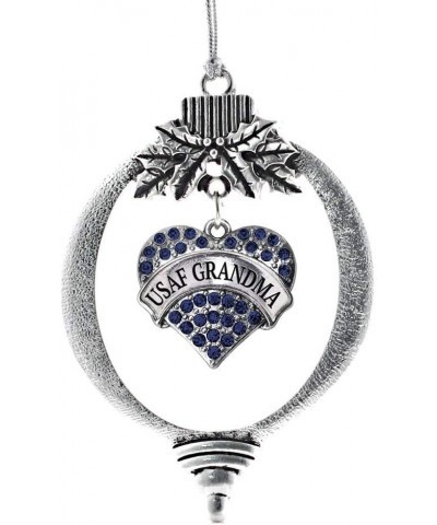 Navy Mom Charm Ornament - Silver Pave Heart Charm Holiday Ornaments with Cubic Zirconia Jewelry USAF Grandma $8.75 Bracelets