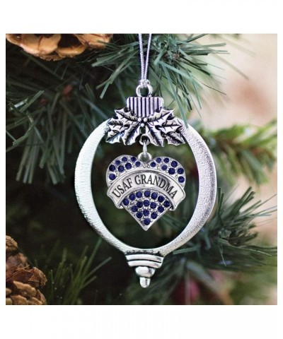 Navy Mom Charm Ornament - Silver Pave Heart Charm Holiday Ornaments with Cubic Zirconia Jewelry USAF Grandma $8.75 Bracelets