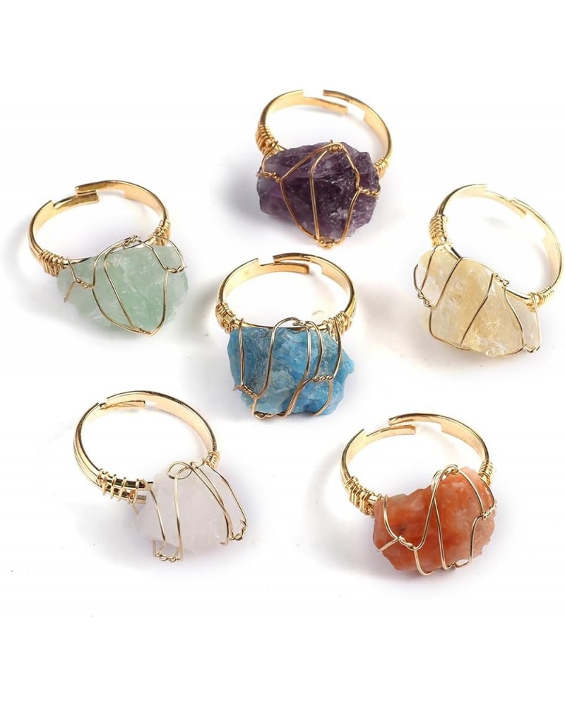 Natural Stone Adjustable Rings For Women Couple Colors Crystal Cluster Winding Ring Trend Wedding Band Couple Jewelry Party G...