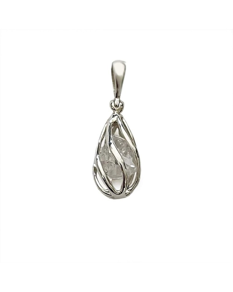 Gemstone teardrop Style Cage Pendant Sterling Silver Herkimer $32.54 Pendants