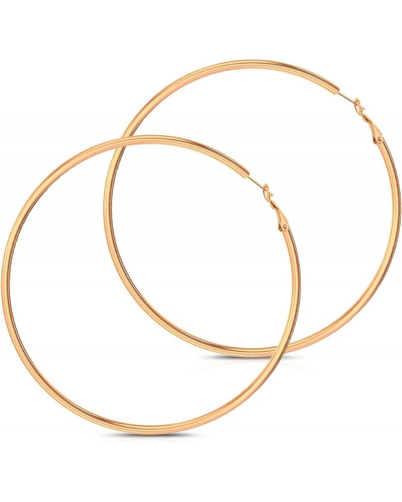 Gold Hoop Earrings for Women 2mm, Black Hoops Earring Rose Gold Plated Stainless Steel Hypoallergenic for Sensitive Ears, 30/...