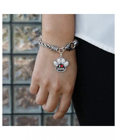 Silver Pave Paw Charm Bracelet with Cubic Zirconia Jewelry I Love German Shephers $11.59 Bracelets