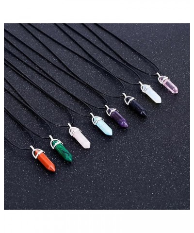 Hexagonal Column Quartz Necklaces,Turquoises Pink Crystal Pendent Necklace For Women Chain,Natural Stone Choker 5 $8.39 Neckl...